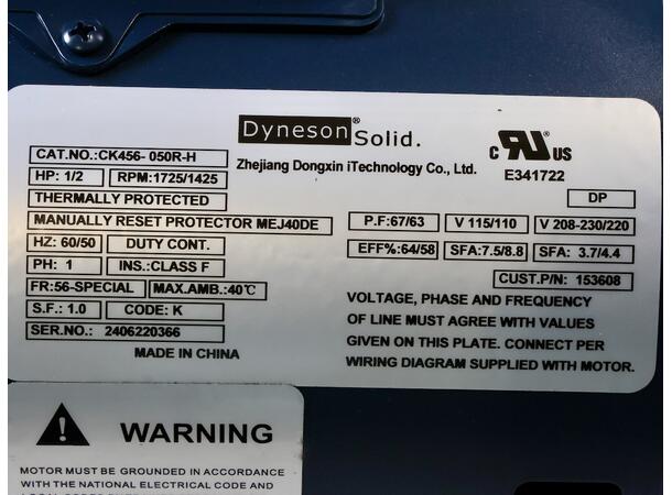 Motor 1/2 HP Filter Pump OFE-14X 