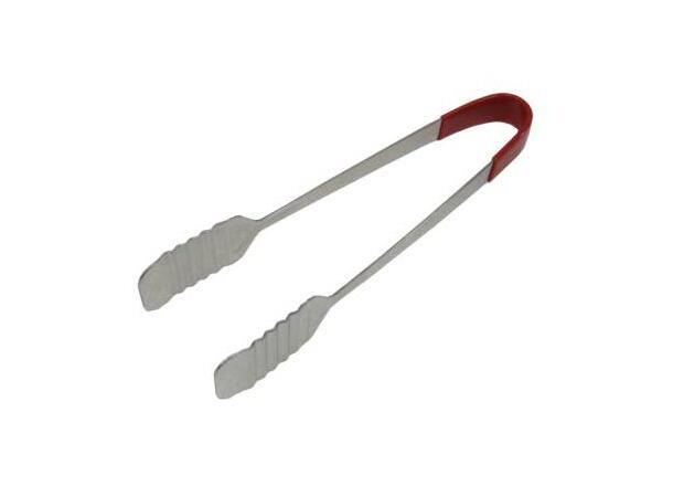 Tong Flat 240mm Red Handle Stainless Steel 