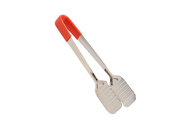 Tong Flat 240mm Red Handle Stainless Steel 